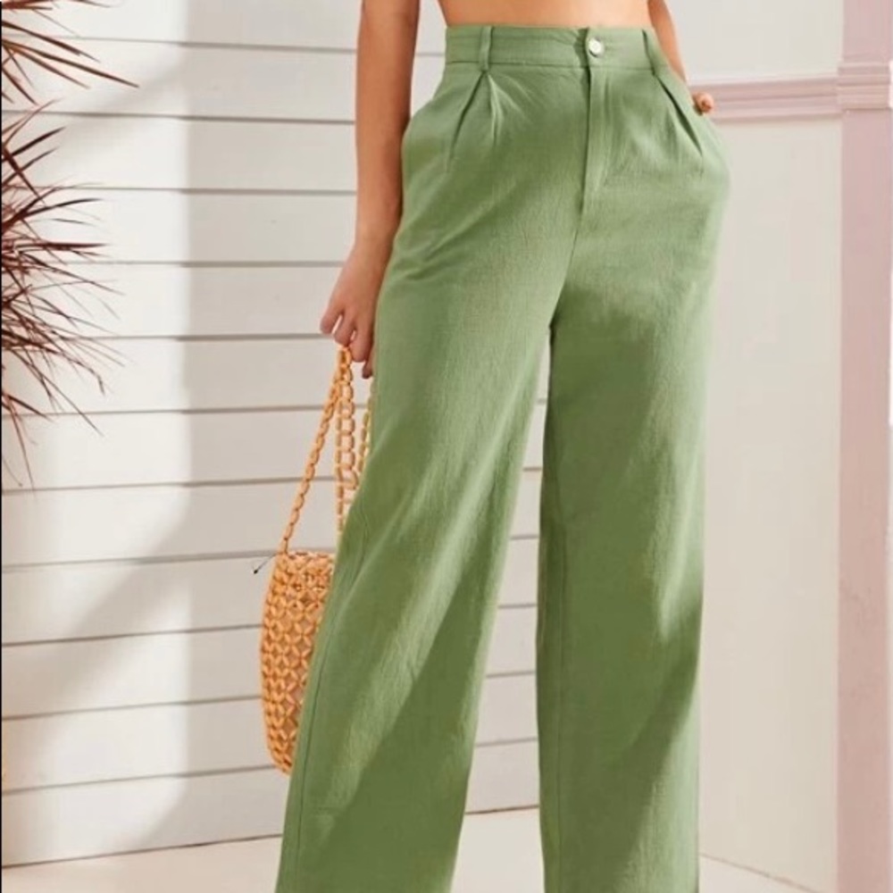 Sage green flowy pants